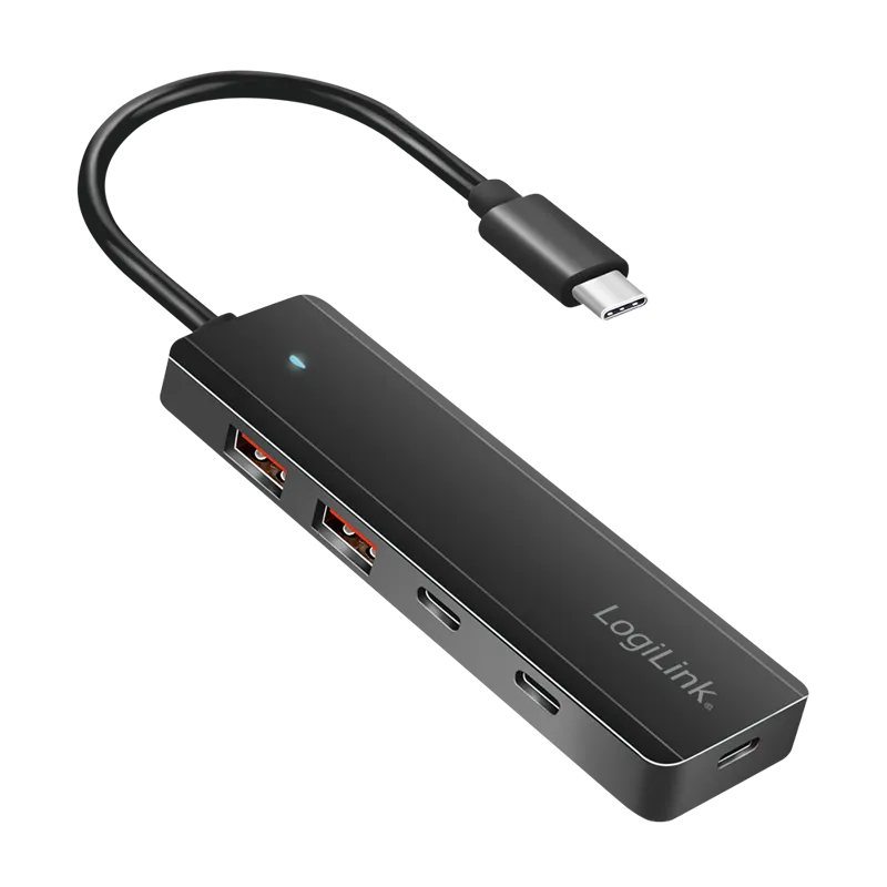 Ultra-Slim USB-C-Hub, 4-Ports, 2x USB-A, 2x USB-C, schwarz
