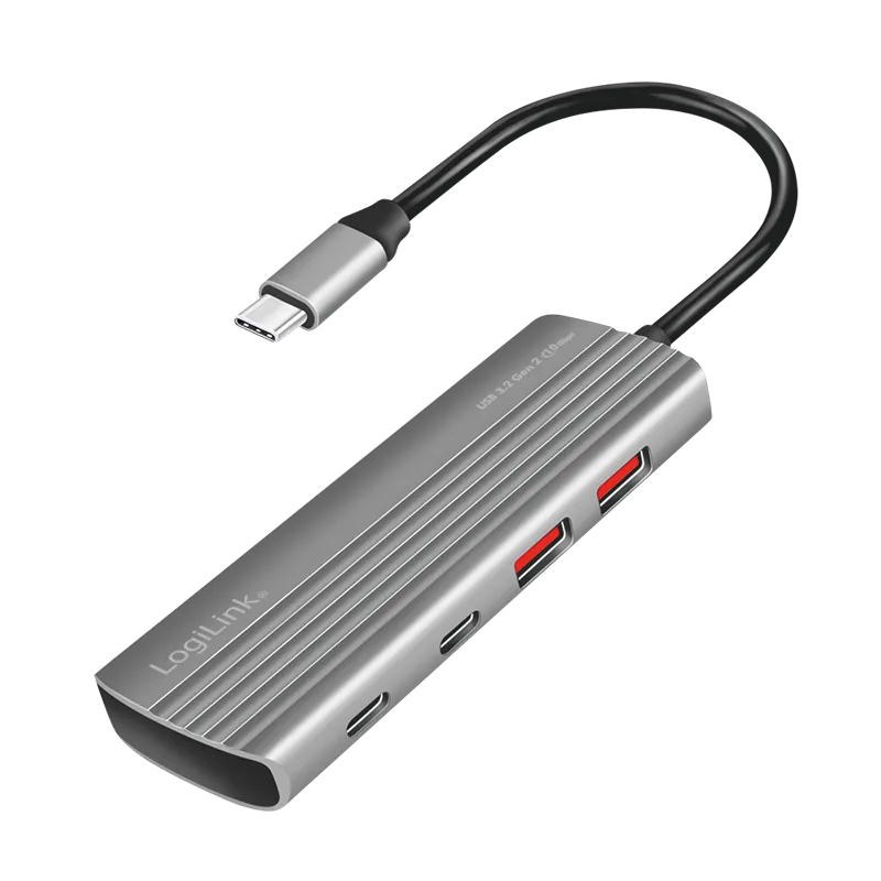 Ultra-Slim USB 3.2 Gen2 Hub, 2x USB-A, 2x USB-C, PD, 100 W, Space Grau
