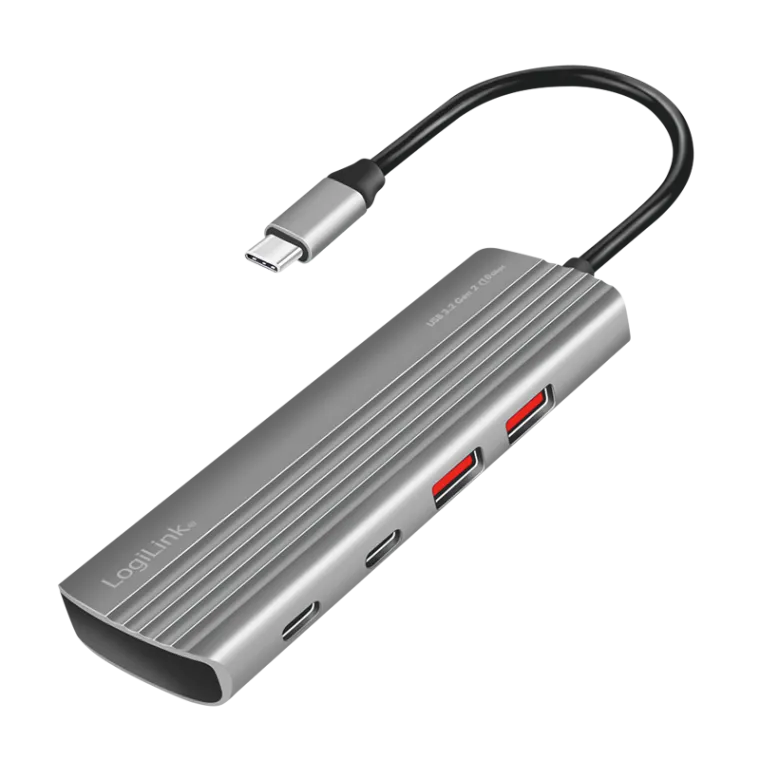 Ultra-Slim USB 3.2 Gen2 Hub, 2x USB-A, 5x USB-C, PD, 100 W, Space Grau