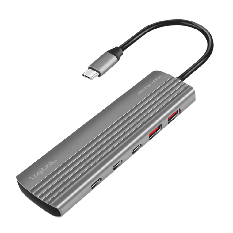 Ultra-Slim USB 3.2 Gen2 Hub, 2x USB-A, 8x USB-C, PD, 100 W, Space Grau