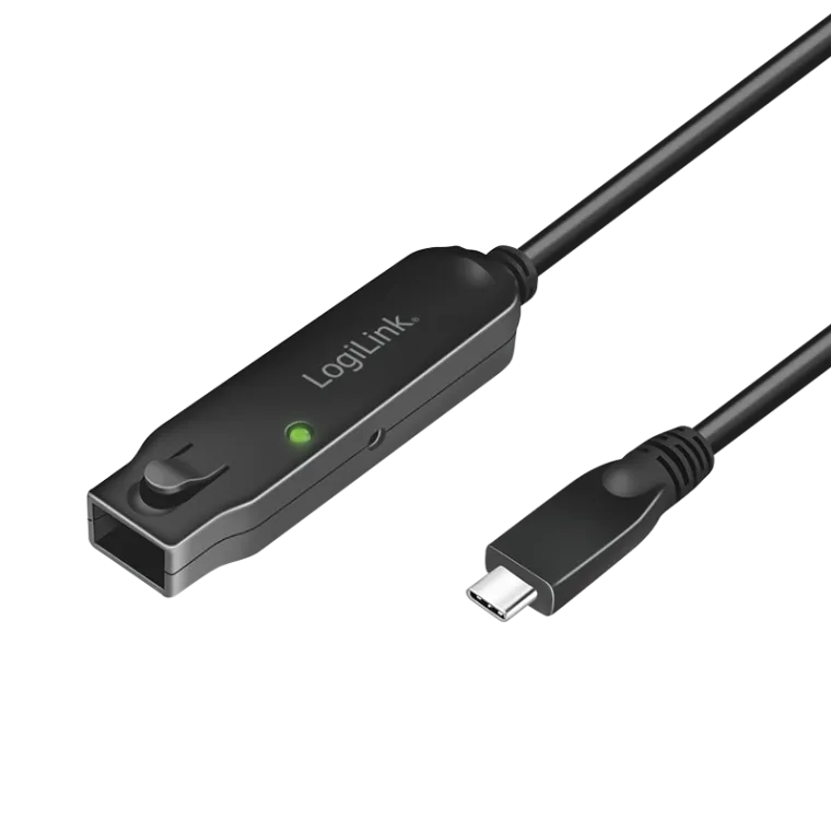 USB 3.2 Gen2 Type-C cable, C/M to C/F, Verstärker, 10 Gbit/s, schwarz, 5 m