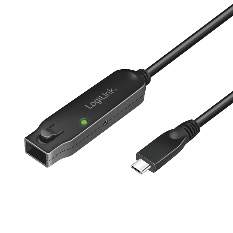 USB 3.2 Gen2 Type-C cable, C/M to C/F, Verstärker, 10 Gbit/s, schwarz, 5 m