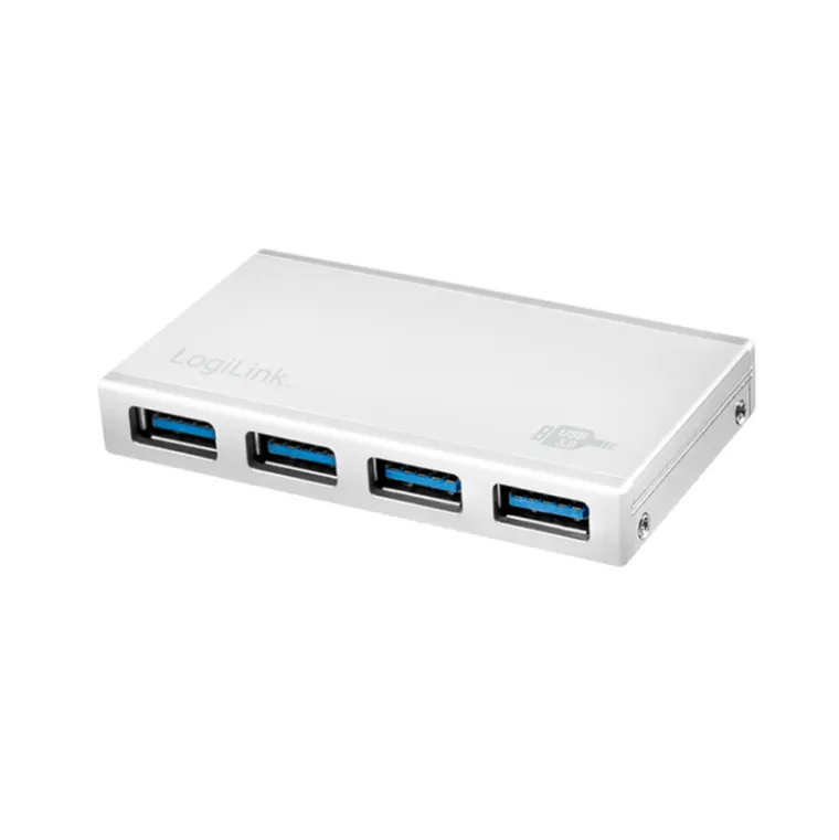 USB 3.0 Hub, 4x USB-A, bis 5 Gbit/s, Aluminium, Weiß