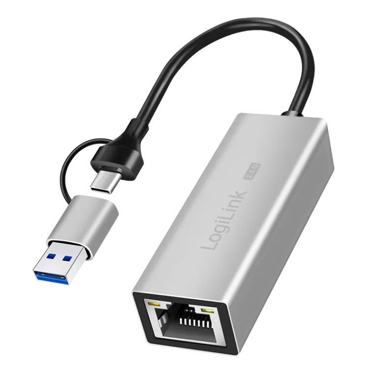 USB 3.2 Gen 1, 2,5G Ethernet-Netzwerkadapter, 2-in-1 Anschlusskabel, Grau