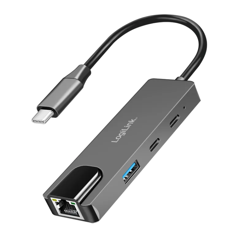 USB 3.2 Gen 1 Hub, 3-Port, mit 2,5G Gigabit Ethernet-Adapter, Space-Grau