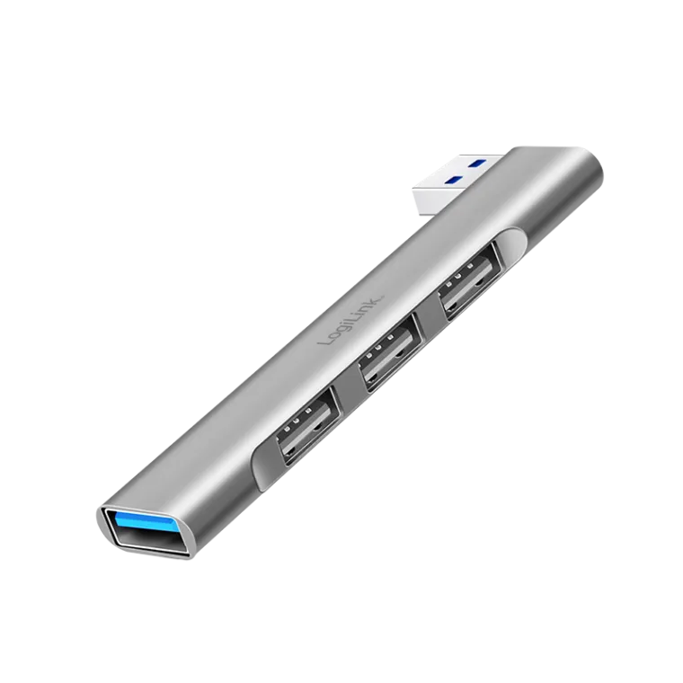 Ultraslim 4-Port USB-A Hub, 1x USB-A/M, 3x USB-A/F, Aluminium