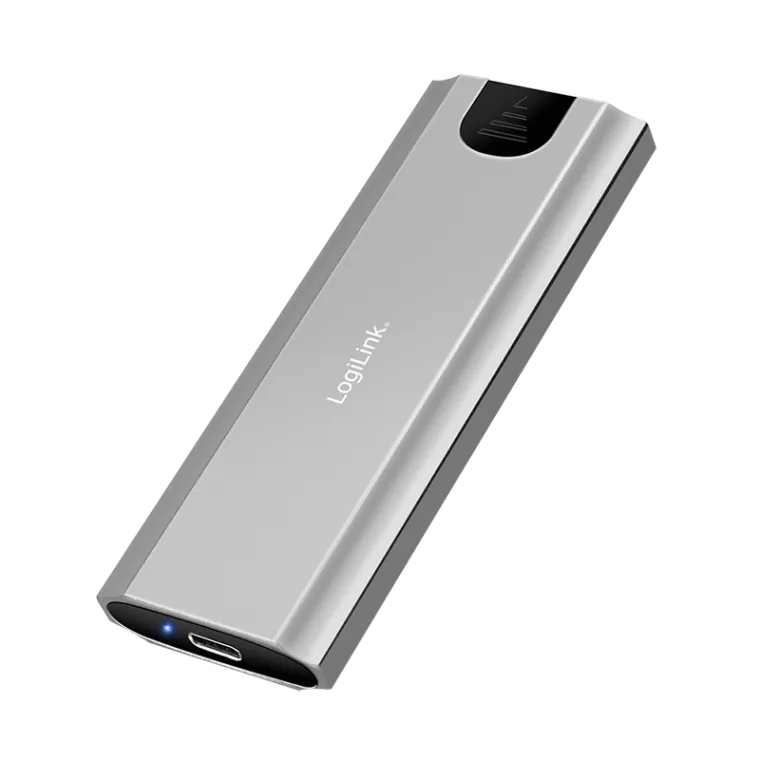 Festplattengehäuse, M.2 NVMe (PCIe) SSDs, USB 3.2, Gen 2, bis 10 Gbit/s, USB-A+C, Silber
