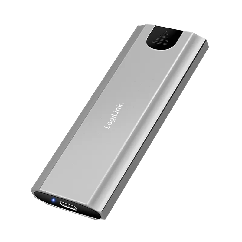 Festplattengehäuse, M.2 NVMe (PCIe) SSDs, USB 3.2, Gen 2, bis 10 Gbit/s, USB-A+C, Silber