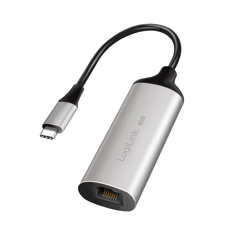 USB-C/M 3.2 Gen 1 zu RJ45/F, 5 Gigabit Ethernet Adapter, Full Duplex Flow Control, Aluminium
