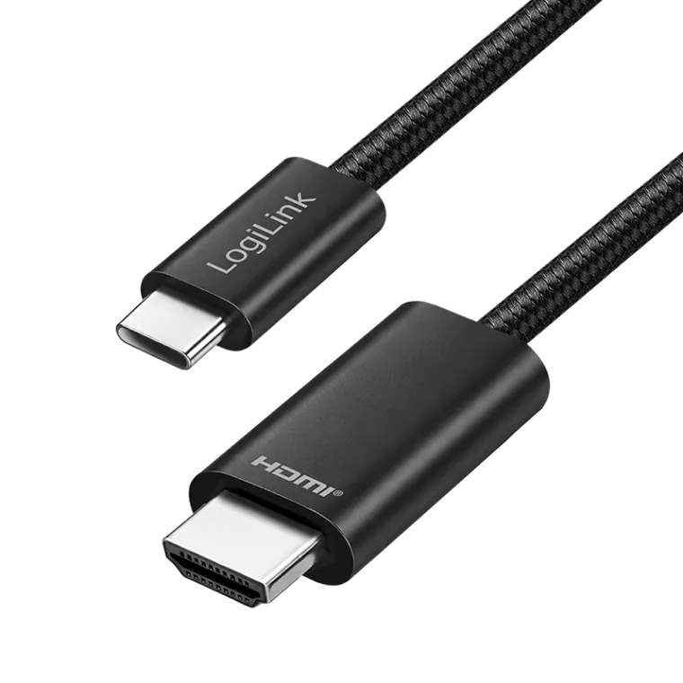 USB 3.2 Gen1 Type-C-Kabel, C/M zu HDMI/M, 4K/30 Hz, Geflechtsmantel, schwarz, 3 m