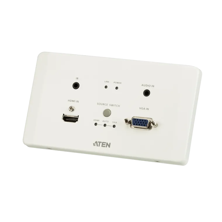 HDMI und VGA HDBaseT Sender mit EU-Wandplatte