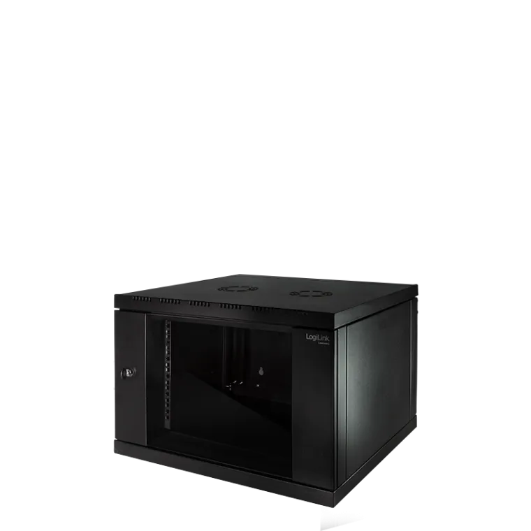 19" Wandschrank einteilig 6HE 600 x 560 mm, Schwarz
