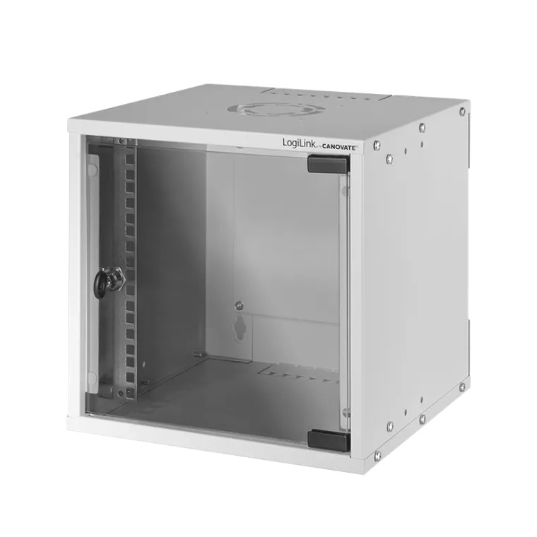 Netzwerkschrank / Wandgehäuse 10 Zoll, 4 HE, montiert, Lichtgrau