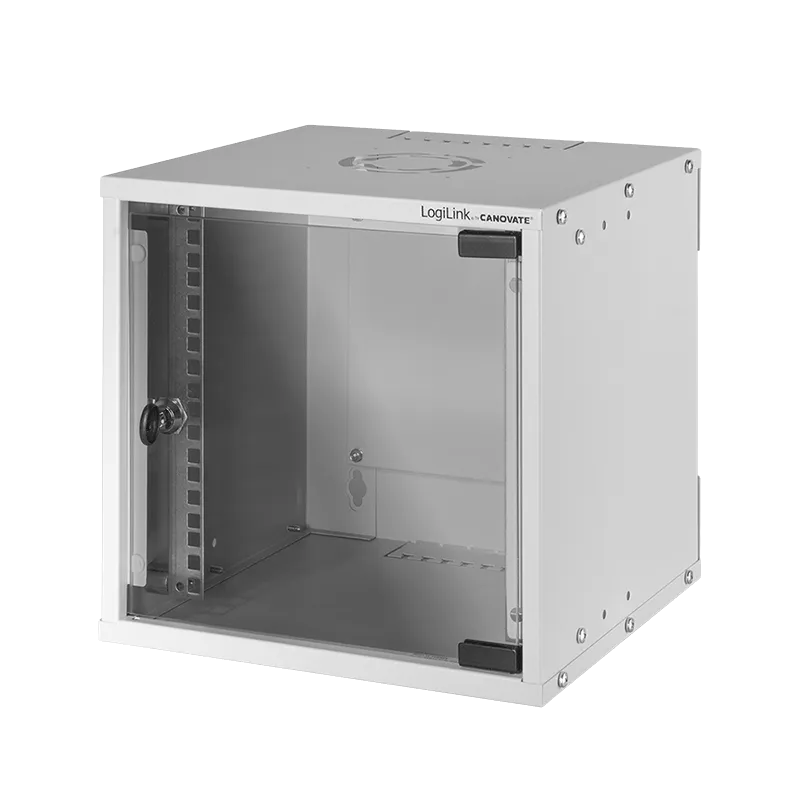 Netzwerkschrank / Wandgehäuse 10 Zoll, 4 HE, montiert, Lichtgrau
