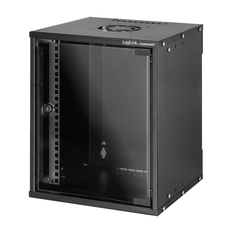 Netzwerkschrank / Wandgehäuse 10 Zoll, 6 HE, montiert, Schwarz
