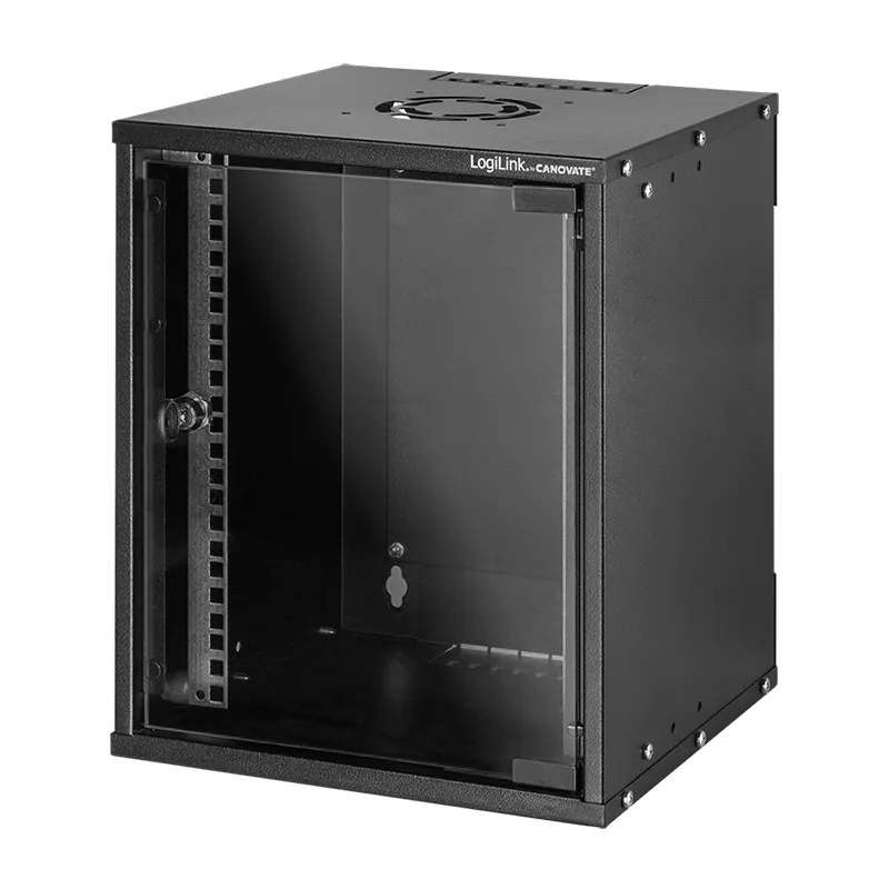 Netzwerkschrank / Wandgehäuse 10 Zoll, 6 HE, montiert, Schwarz