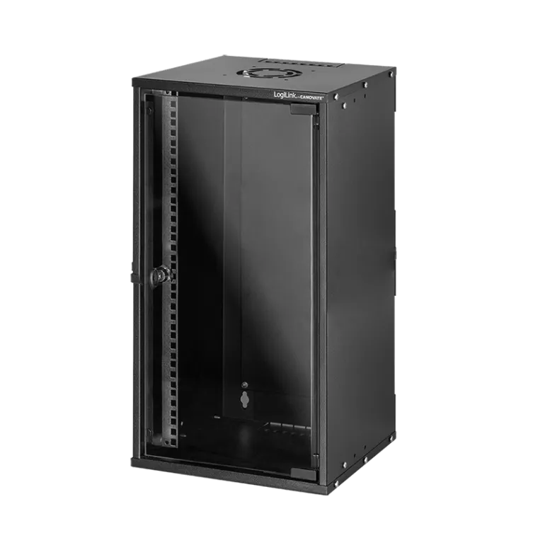Netzwerkschrank / Wandgehäuse 10 Zoll, 9 HE, montiert, Schwarz