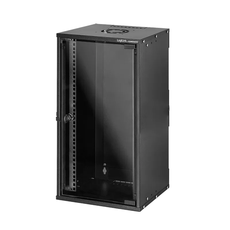 Netzwerkschrank / Wandgehäuse 10 Zoll, 9 HE, montiert, Schwarz