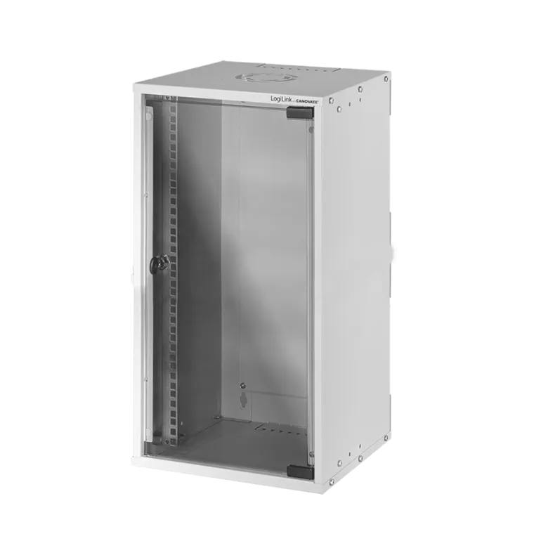 Netzwerkschrank / Wandgehäuse 10 Zoll, 9 HE, montiert, Grau