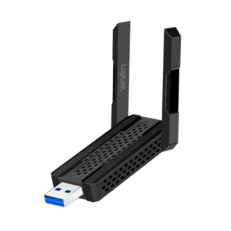 Wi-Fi 6E 5,8 GHz USB Adapter, bis zu 1201 Mbit/s, 4 dBi-Antennen, Hotspot-Funktion, Schwarz