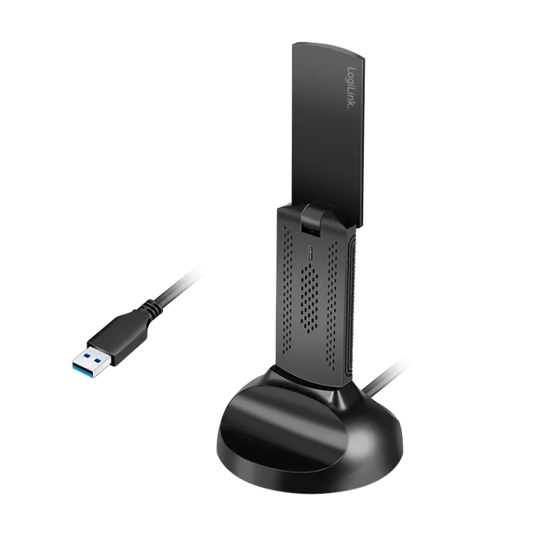 Wi-Fi 6E USB-Adapter mit magnetischer Halterung, 5.8 GHz, WPA/WPA2, WPA3, 5 W, LED, Schwarz