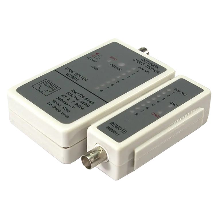 Tester für RJ11-, RJ12-, RJ45- und BNC-Patchkabel, mit Remote Einheit