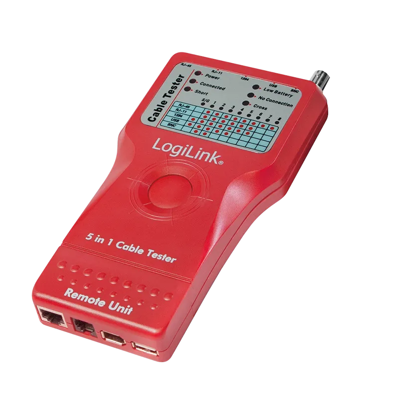 Kabeltester 5-in-1, RJ45, RJ11, USB, BNC, FireWire, mit Remote Einheit