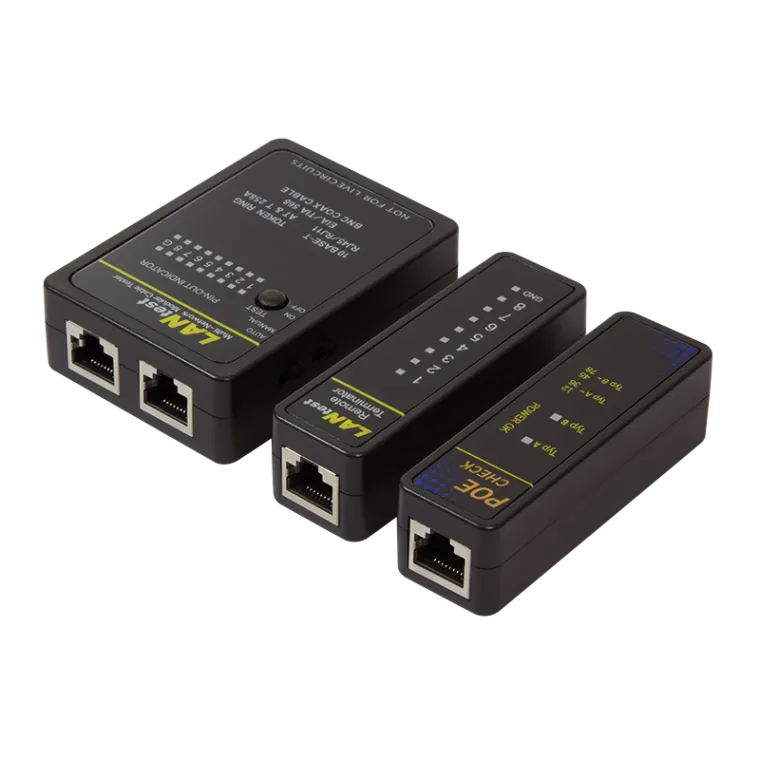 Tester für RJ11-, RJ45- und BNC-Kabel, mit Remote Einheit & PoE Finder